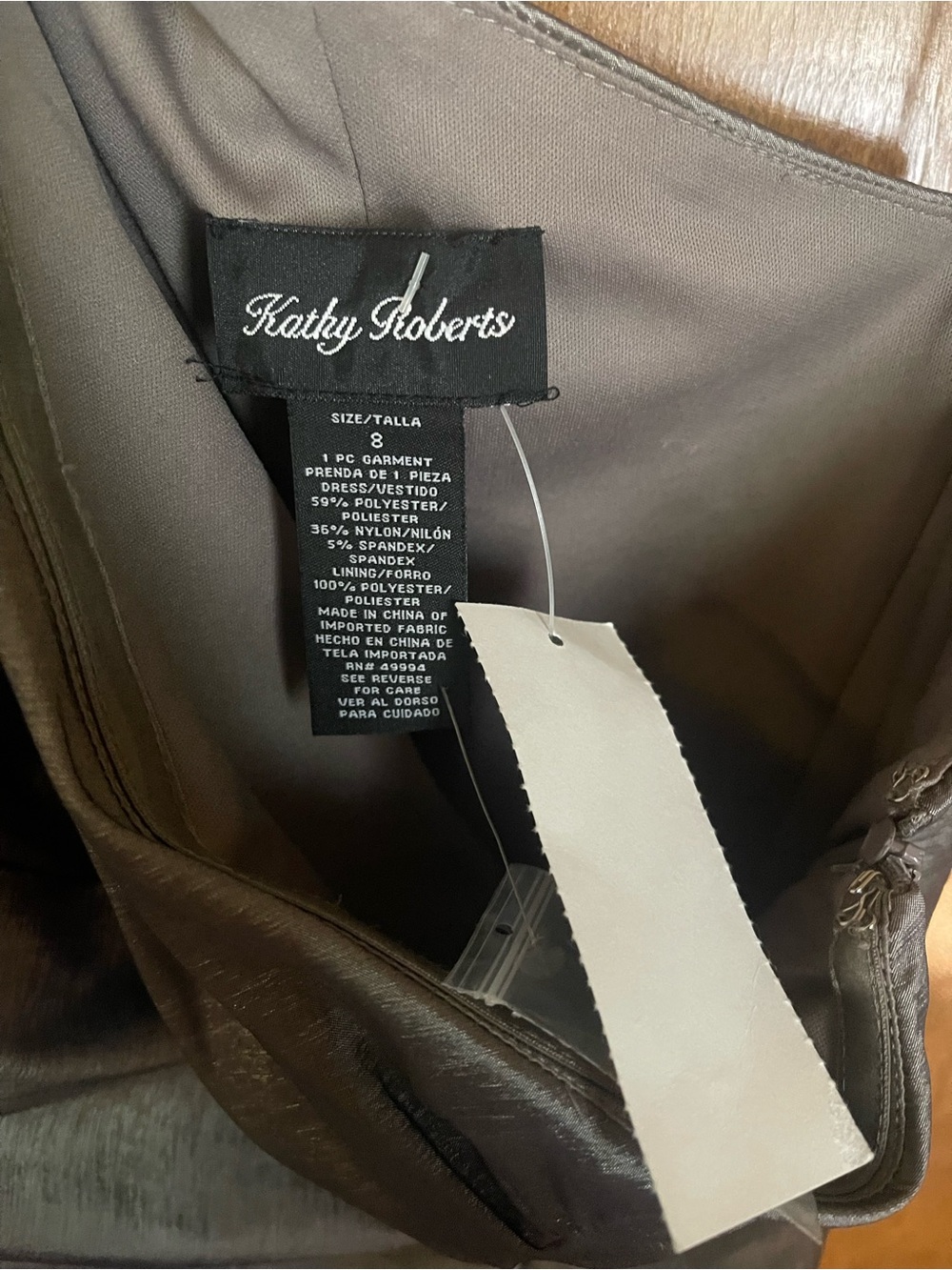 Sears One-Shoulder Metallic Taupe Sheath Dress - Picture 5 of 14